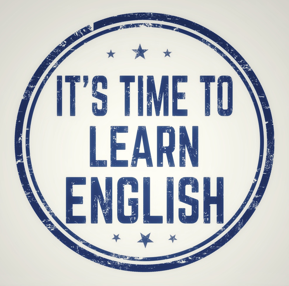 It’s Time to Learn English sign or stamp